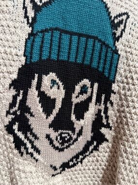 Boys Chaps Cream Knit Sweater with Teal Beanie Wolf